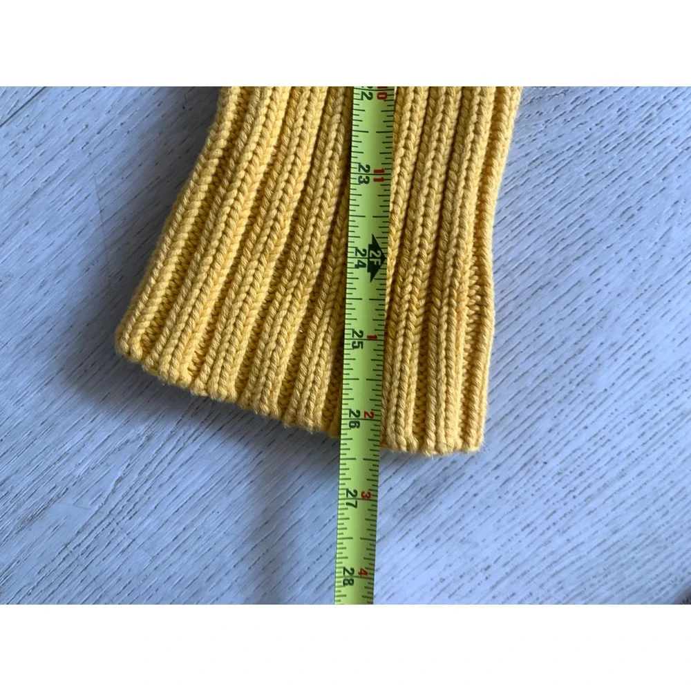 Lands' End Mustard Yellow Cable Knit‎ Turtleneck Sweater Womens XL 100% Cotton